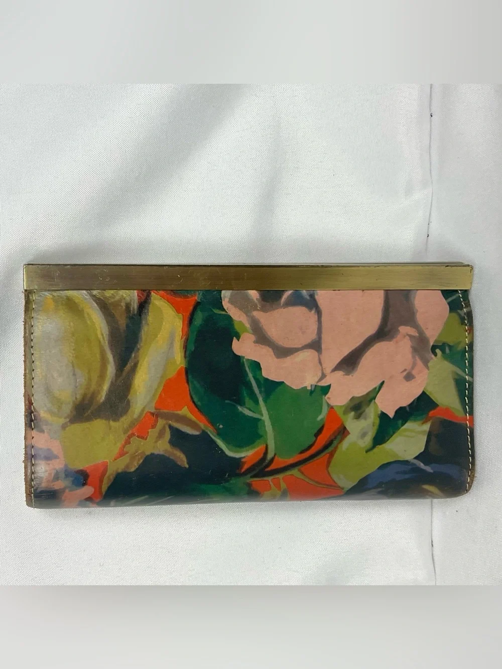 Patricia Nash Winter Bloom Leather Wallet Floral Clutch Retro Flip Clasp